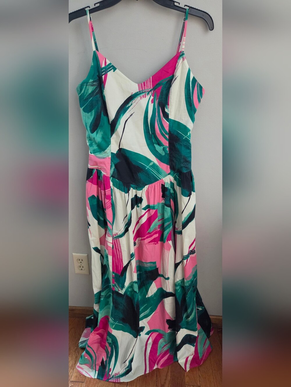Express Women's Medium Teal, Pink,White Floral Drop Waist Maxi Dress